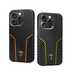 Lamborghini真皮碳纖維雙拼磁吸手機殼